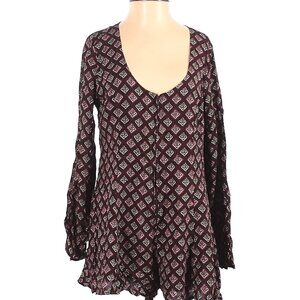 NWT Lucca Shorts Romper Women's Small Brown Long Sleeve Scoop Neck Zipper Front